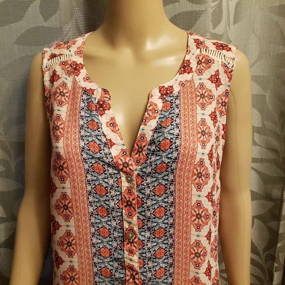 Boho Sleeveless Blouse Size L - Picture 3 of 11
